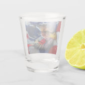 Amerikaans Bald Eagle Wolf Flag Patriotic Shot Glas (Achterkant)