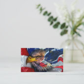 Amerikaans Bald Eagle Wolf Flag Patriotic Visitekaartje (Staand voorkant)