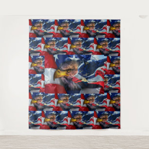 Amerikaans Bald Eagle Wolf Flag Patriotic Wandkleed