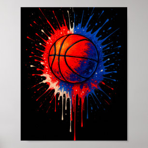 Amerikaans basketbal splash bal speler team kinder poster