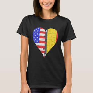 Amerikaans Belgisch Vlag Hart T-shirt