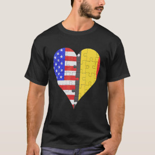 Amerikaans Belgisch Vlag Hart T-shirt