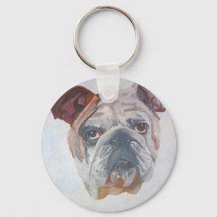 Amerikaans Bulldog Artistic Pet Portret Sleutelhanger