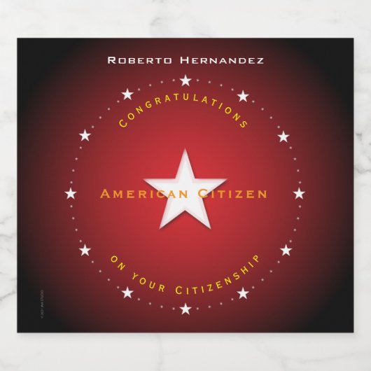 Amerikaans Burgerschap Dranketiket Set Sparkling Wijnetiket (Enkel label)