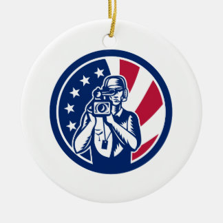 Amerikaans cameraman Vlag Icon Keramisch Ornament