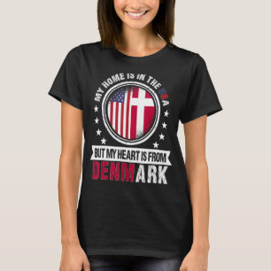 Amerikaans Deens Vlag Heart uit Denemarken Amerika T-shirt