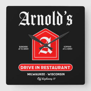 Amerikaans diner uit de jaren vijftig vierkante klok