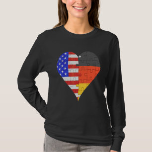 Amerikaans-Duitse vlag Heart T-shirt