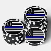 Amerikaans dun blauw lijnsymbool pokerchips (Opstapeling)
