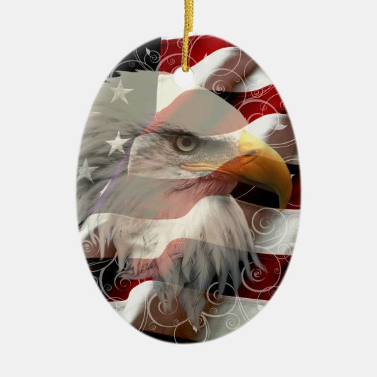 Amerikaans Eagle Flag Oval Ornament (Voorkant)