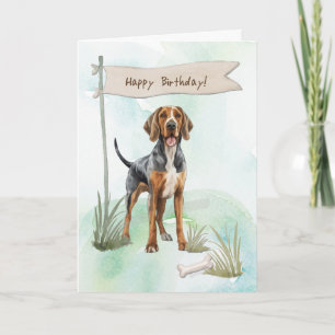 Amerikaans Engels Coonhound Dog Under Birthday Sig Kaart