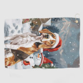 Amerikaans Engels Foxhound Dog Winter Christmas Jo Golfhanddoek (Horizontaal)