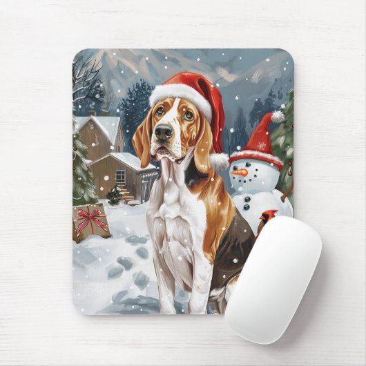 Amerikaans Engels Foxhound Dog Winter Christmas Jo Muismat (Met muis)