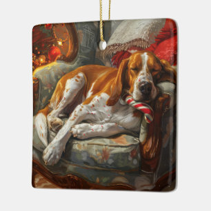 Amerikaans Engels Foxhound Hondenkerstfeest Keramisch Ornament