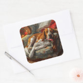 Amerikaans Engels Foxhound Hondenkerstfeest Vierkante Sticker (Envelop)