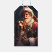 Amerikaans Engels Foxhound Kerstman Kerstmis Cadeaulabel (Voorkant)
