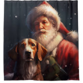 Amerikaans Engels Foxhound Kerstman Kerstmis Douchegordijn (Voorkant)