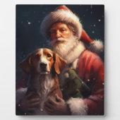 Amerikaans Engels Foxhound Kerstman Kerstmis Fotoplaat (Voorkant)