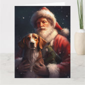 Amerikaans Engels Foxhound Kerstman Kerstmis Kaart (Voorkant)