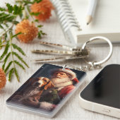 Amerikaans Engels Foxhound Kerstman Kerstmis Sleutelhanger (Voorkant Rechts)