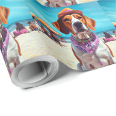Amerikaans Engels Foxhound on Beach, zomercadeau Cadeaupapier (Rol Hoek)