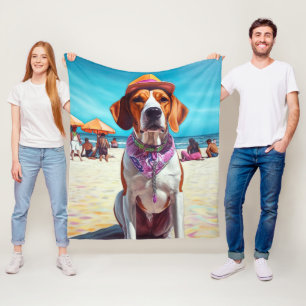 Amerikaans Engels Foxhound on Beach, zomercadeau Fleece Deken