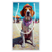 Amerikaans Engels Foxhound on Beach, zomercadeau Klein Cadeauzakje (Voorkant)