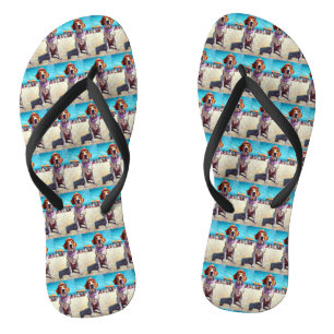 Amerikaans Engels Foxhound on Beach, zomercadeau Teenslippers