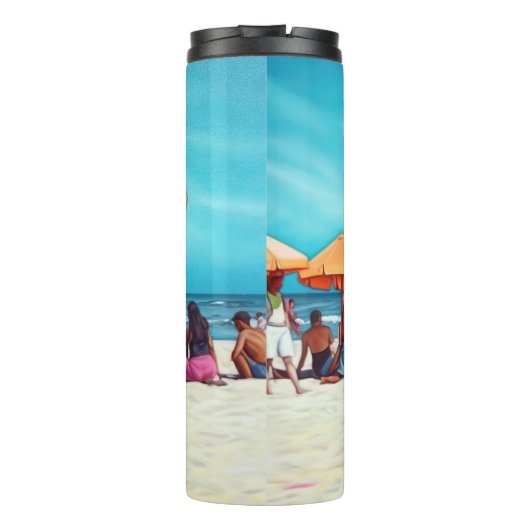 Amerikaans Engels Foxhound on Beach, zomercadeau Thermosbeker (Achterkant)