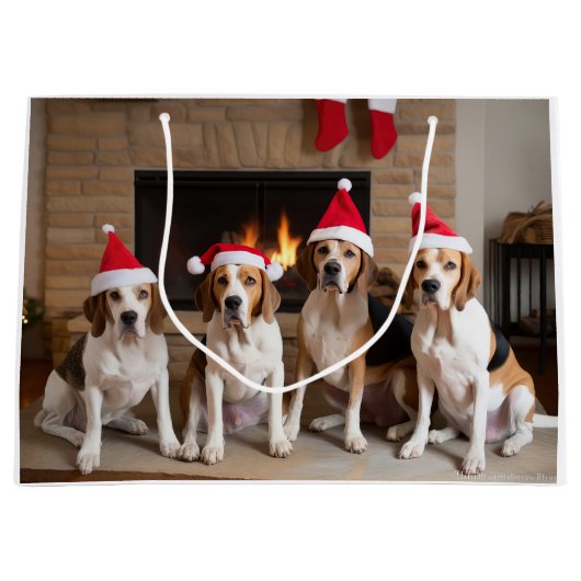Amerikaans Engels Foxhound open haard Kerstmis Groot Cadeauzakje (Voorkant)