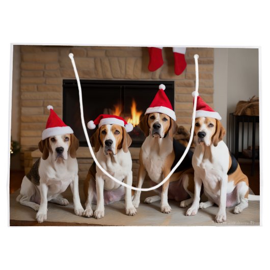 Amerikaans Engels Foxhound open haard Kerstmis Groot Cadeauzakje (Achterkant)