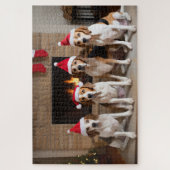 Amerikaans Engels Foxhound open haard Kerstmis Legpuzzel (Verticaal)