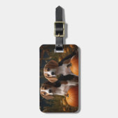 Amerikaans Engels Foxhound Puppy Herfst Delight Bagagelabel (Voorkant verticaal)