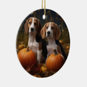 Amerikaans Engels Foxhound Puppy Herfst Delight Keramisch Ornament (Rechts)