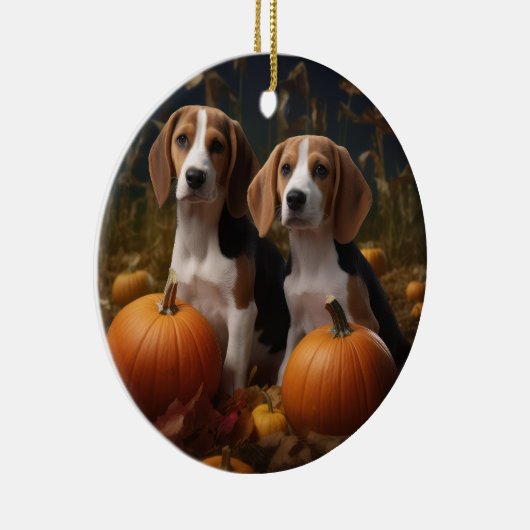 Amerikaans Engels Foxhound Puppy Herfst Delight Keramisch Ornament (Rechts)