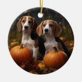 Amerikaans Engels Foxhound Puppy Herfst Delight Keramisch Ornament (Voorkant)