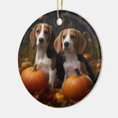 Amerikaans Engels Foxhound Puppy Herfst Delight Keramisch Ornament (Links)
