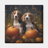 Amerikaans Engels Foxhound Puppy Herfst Delight Magneet (Voorkant)