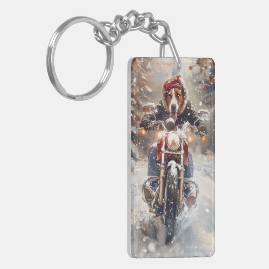 Amerikaans Engels Foxhound Riding Bike Christmas Sleutelhanger (Voorkant Links)