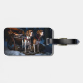 Amerikaans Engels Foxhound Snowy Sleigh Kerstmis Bagagelabel (Achterkant horizontaal)