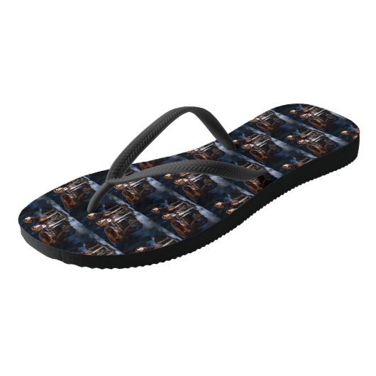Amerikaans Engels Foxhound Snowy Sleigh Kerstmis Teenslippers (Schuin)