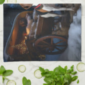 Amerikaans Engels Foxhound Snowy Sleigh Kerstmis Theedoek (Gevouwen)