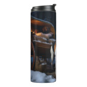 Amerikaans Engels Foxhound Snowy Sleigh Kerstmis Thermosbeker (Gedraaid links)