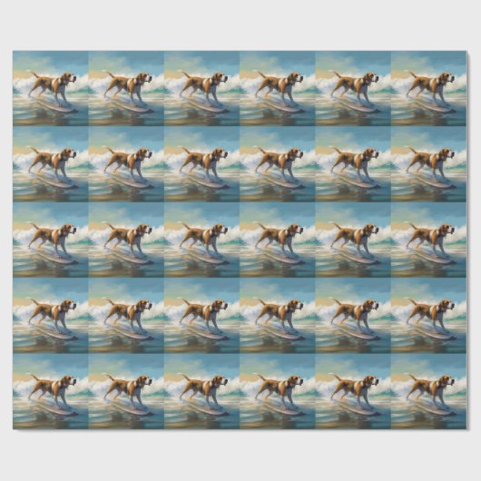 Amerikaans Engels Foxhound Strand Surfen Schilderi Cadeaupapier (Vlak)