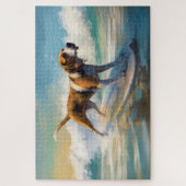 Amerikaans Engels Foxhound Strand Surfen Schilderi Legpuzzel (Verticaal)