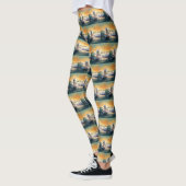 Amerikaans Eskimo Beach Surfen Schilderij Leggings (Links)