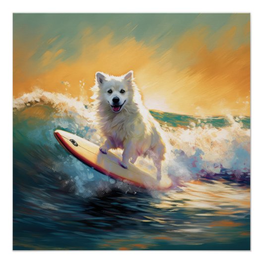 Amerikaans Eskimo Beach Surfen Schilderij Perfect Poster (Voorkant)