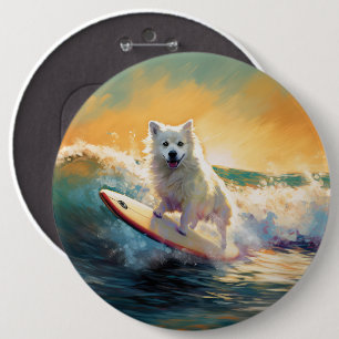 Amerikaans Eskimo Beach Surfen Schilderij Ronde Button 6,0 Cm