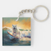 Amerikaans Eskimo Beach Surfen Schilderij Sleutelhanger (Achterkant)
