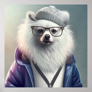Amerikaans Eskimo Hipster Dog Poster